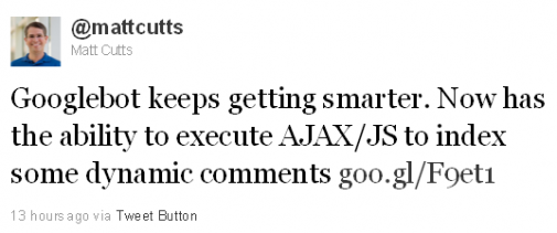 Matt Cutts - Google Indexing FB Comments