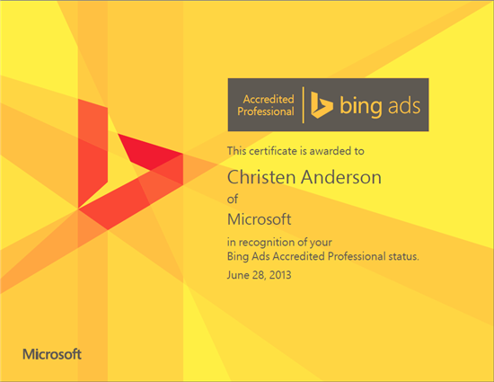 Bing Ads Accredited Professional Program Gets New Certificates and Badges!
