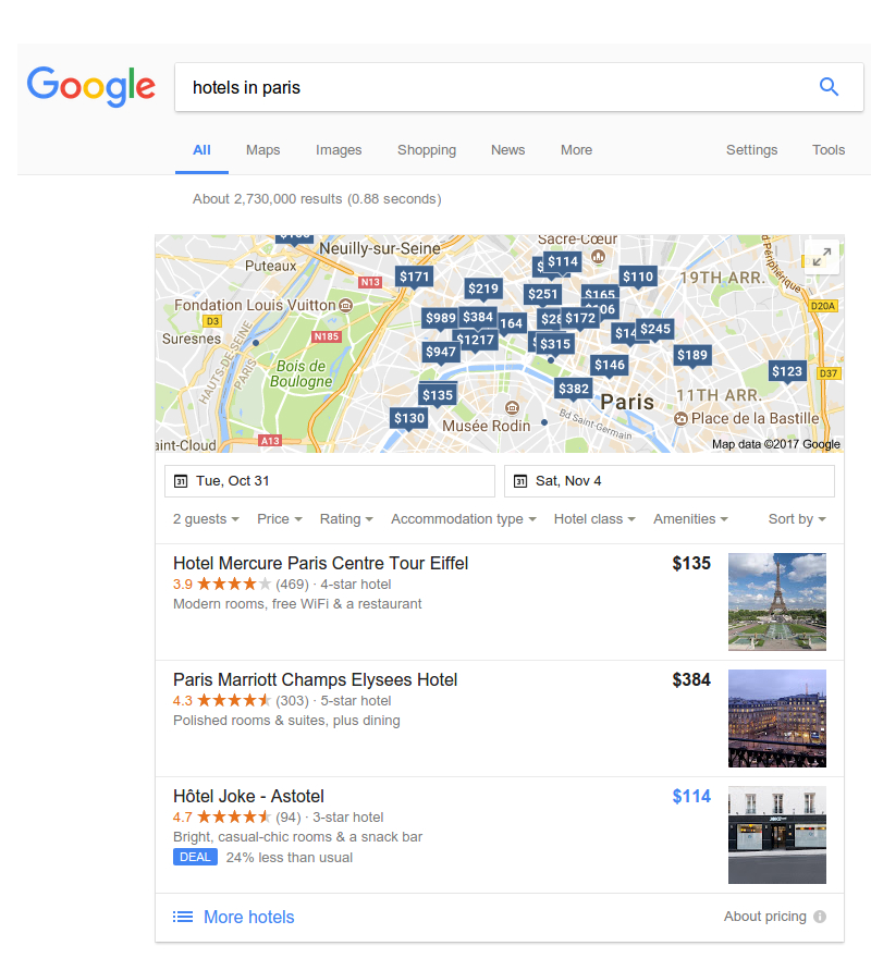 Google Hotel Search Results Get Vacation Rental Filters