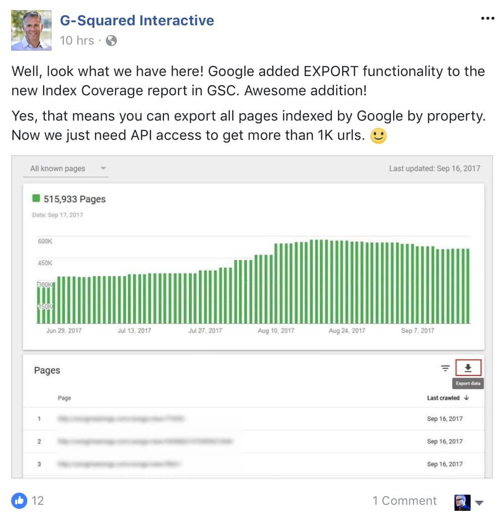 Export Index Coverage Report From Google Search Console