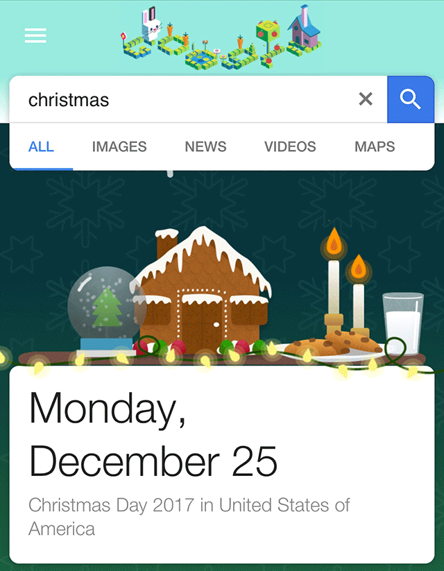Google 2017 Holiday Decoration On Search Result Page