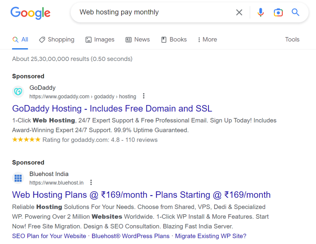 Web hosting pay monthly