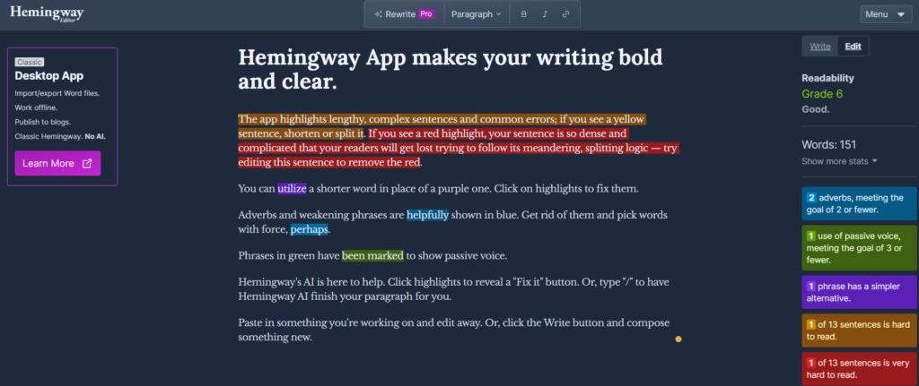 Hemingway Editor