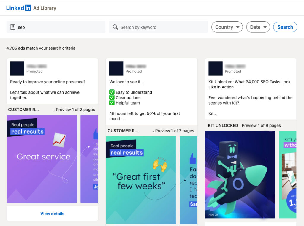 LinkedIn's Ad Library 